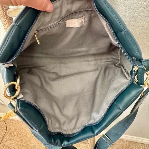 Summer & rose soft faux leather quilted crossbody purse rich teal - Picture 3 of 3